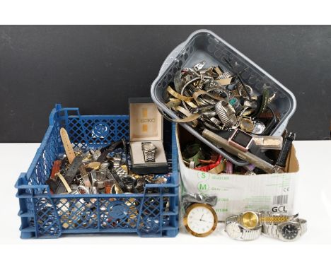 A large collection of ladies and gents wristwatches to include Timex, Seiko, Sekonda and Pulsar examples 