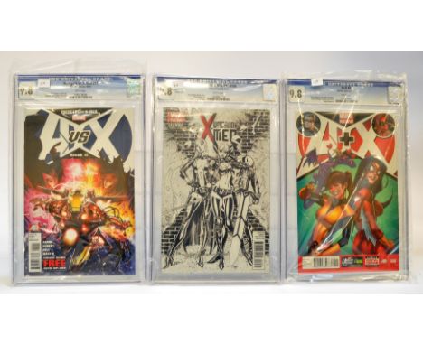Graded Comic Books comprising a trio of issues to include; 1) Avengers Vs X -Men #12 - Marvel Comics 12/12 - Aaron Bendis, Br