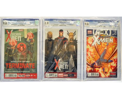 Graded Comic Books comprising a trio of issues to include; 1) Uncanny X-Men #11 - Marvel Comics 10/13 -Brian Michael Bendis s