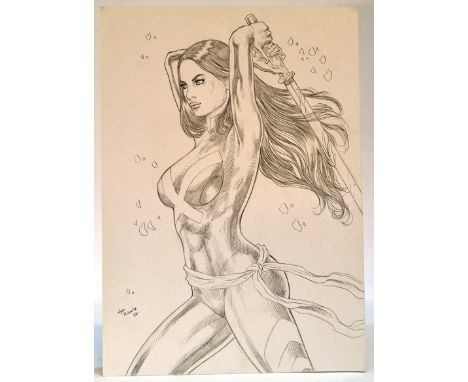 Comic Art Interest comprising original signed graphite sketch, X-Men, Marc Holanda 2014. 43 x 28 cm. 