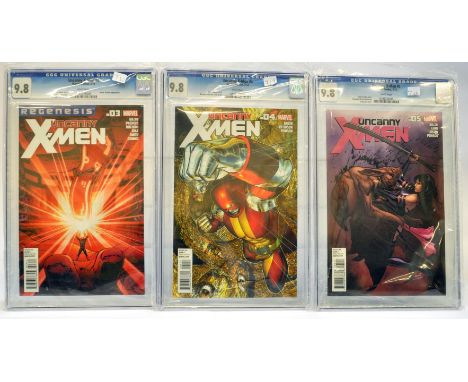 Graded Comic Books comprising a trio of issues to include; 1) Uncanny X-Men #3 - Marvel Comics 2/12 - Kieron Gillen story. Ro