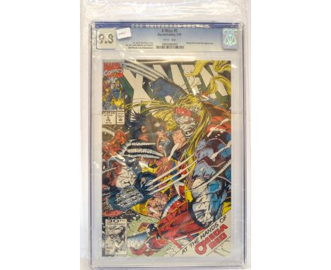 Graded Comic Book comprising X -Men #5 - Marvel Comics 2/92 - Jim Lee &amp; John Byrne Story - Jim Lee, Scott Williams, Art T