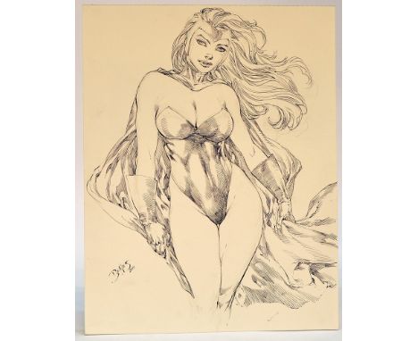 Comic Art Interest comprising signed original sketch of Jean Gray (student of magneto). Ed Benes signed 2014. 