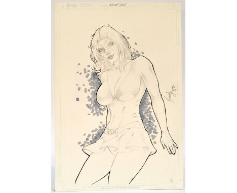 Comic Art Interest comprising signed original cover concept ink and graphite sketch of Marvel Girl. On Ed Benes Studio board 