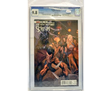 Graded Comic Book comprising X-Men: Schism #1 - Marvel Comics 9/11 -Cho Variant Cover. Jason Aaron story, Frank Cho cover. Ca