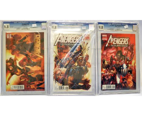 Graded Comic Books comprising a trio of issues to include; 1) Avengers #13 - Marvel Comics 7/11 - Variant Edition. Brian Mich
