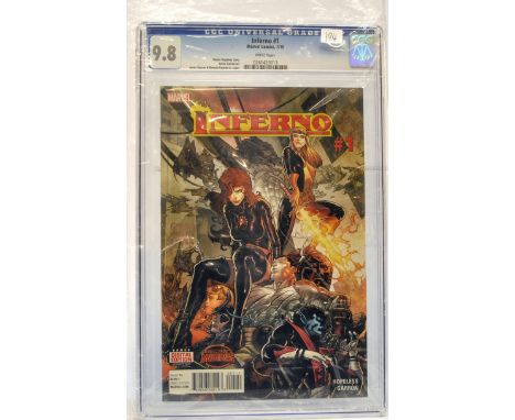 Graded Comic Book comprising Inferno #1 - Marvel Comics 7/15 - Dennis Hopeless story-Javier Garron art - Javier Garron &amp; 