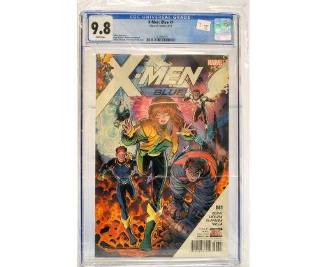 Graded Comic Book comprising  X-Men: Blue #1 - Marvel Comics 6/17 - Cullen Bunn story. Jorge Molina &amp; Matteo Buffagni art