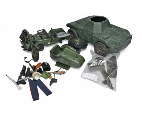 Action Man group of vintage vehicles and accessories. Spares / Repairs only. 