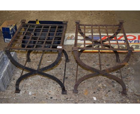 Pair of vintage foldable iron tables