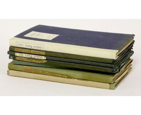 1.  (Tolkien, J R R): Oxford Poetry 1915. Oxford, Blackwell, 1915, 1st. edn. this is the very scarce hardback, bound in the o