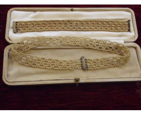 Pearl? choker and bracelet