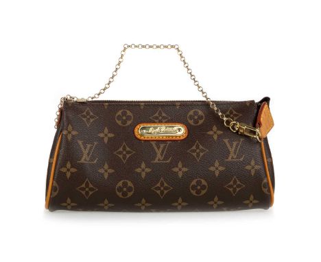LOUIS VUITTON, LADY'S BAG, brown leather with monogrammed pattern24cm wideCondition generally good. Very light wear. Addition