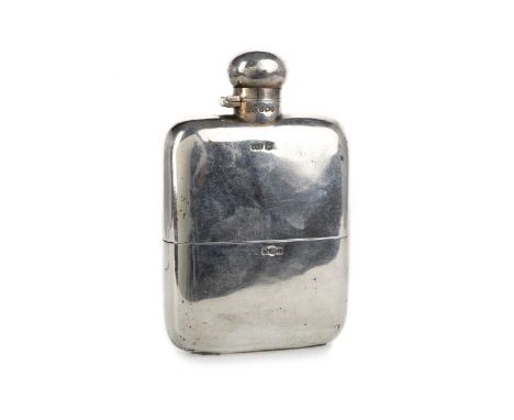 GEORGE V SILVER HIP FLASK, ARNOLD & LEWIS, SHEFFIELD 1926 with screw action hinged cap and detachable drinking cup13.5cm long