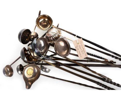 COLLECTION OF TODDY LADLES, 18TH - 20TH CENTURY comprising fourteen with horn and hardwood handles, including four with silve