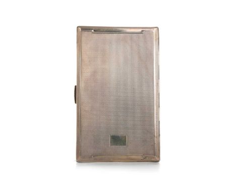 SILVER CIGARETTE CASE, MAKER S&B, BIRMINGHAM 1943 of rectangular form, with engine turned decoration and parcel gilt interior