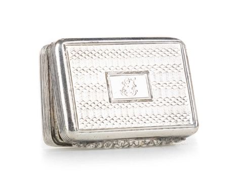 WILLIAM IV SILVER VINAIGRETTE, MAKER T.S., BIRMINGHAM 1835 with engine turned decoration, engraved, with gilt interior and co