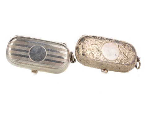 TWO SILVER DOUBLE SOVEREIGN CASES, BIRMINGHAM 1912 AND 1913 one with engraved foliate decoration, the other engine turned (2)