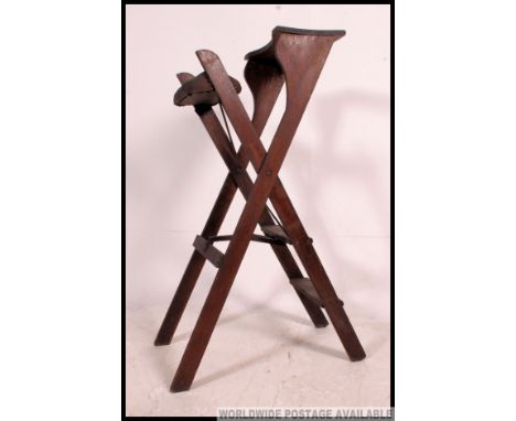 A vintage mid 20th century Tennis Umpires chair having folding action with upholstered padded top and panel. H141 x W52 x D88