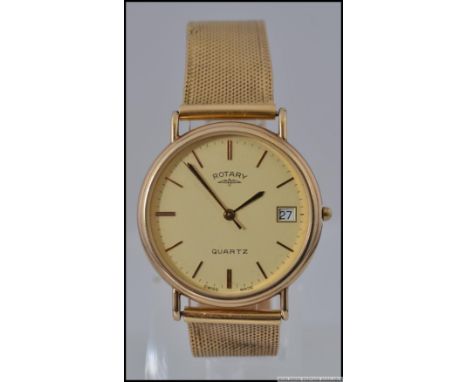 A 9ct gold hallmarked Rotary watch with an Italian 18ct gold mesh chain strap marked 750 AR1 for Uno A Erre inscribed to vers