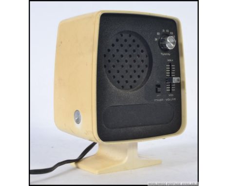 A vintage unusual Japanese made TV shaped retro AM table radio clock. Tested by the vendor, and is working. 