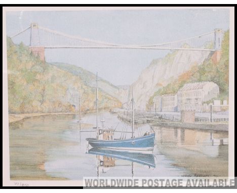 A framed and glazed lithograph print of a watercolour being limited edition signed for Vernon Bartlett 72 / 850