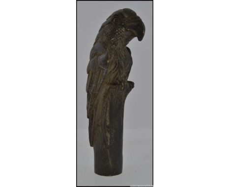 Bronze Walking Stick Handle in the form of a Parrot h13cm