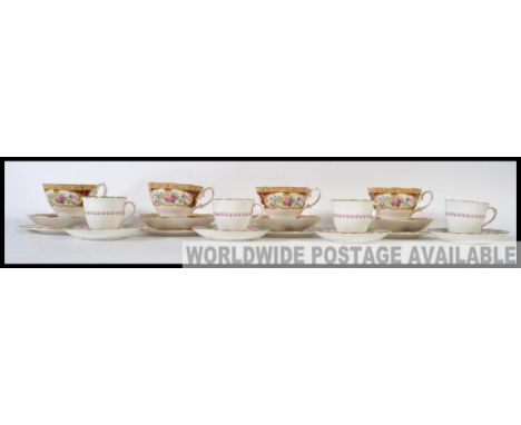 A Royal Albert ' Lady Hamilton ' part tea service consisting of four trio's along with a part service Chelson China manufactu