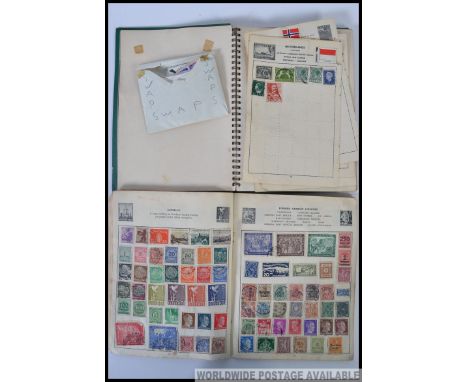 Two vintage stamp albums, each filled with assorted GB and overseas stamps.