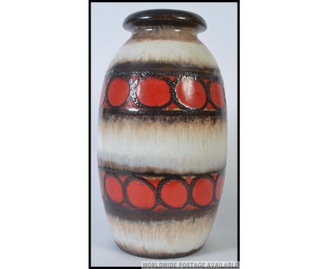 Very large vintage retro West German vase.  Fat Lava, red, great as hallway umbrella stand.