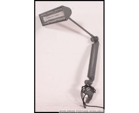 A good quality Industrial Architects / draughtsmans anglepoise lamp in the original grey enamel painted with lozenge shaped l