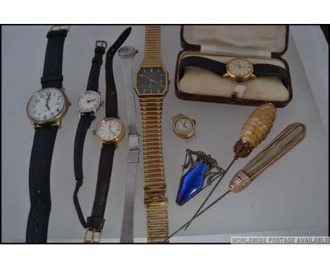 A  collection of vintage and 20th century watches to include  a cased Bernex 17 Jewel ladies cocktail watch and many others, 