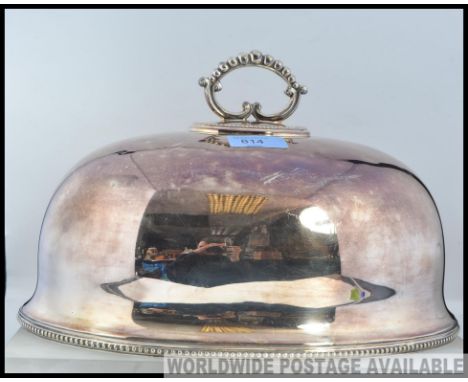 A 19th Victorian silver plate meat cover by William Hutton & Sons, Sheffield having central handle atop. W32cm 
