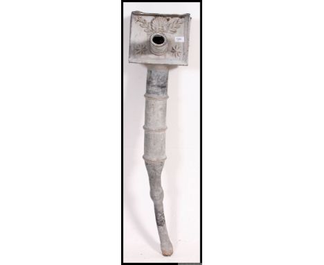 A 19th century Georgian solid lead drain hopper. The square hopper with period embellishment having tapering drain pipe. H105
