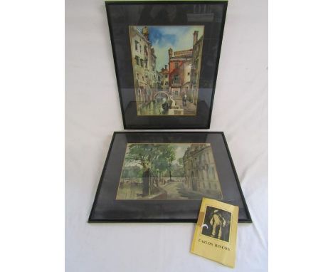 Carlos Rincon watercolours 'Quai d'Anjou - Paris' 1952 - unsigned with label to rear and 'Venecia' signed and dated 1957 - wi