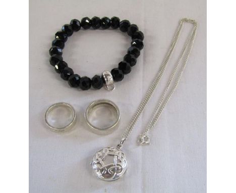 Thomas Sabo bracelet, silver locket and chain with Celtic design and dollar pressed rings&nbsp;&nbsp;