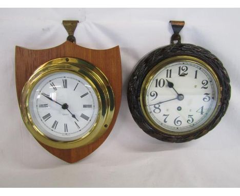 Oak wall clock and quartz barometer