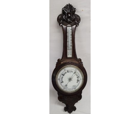 Late Victorian mahogany framed aneroid barometer