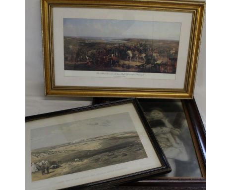 Framed lithograph "Distant View of Lord Raglan's Head Quarters Before Sebastopol", modern framed Th. Baker print &amp; enhanc