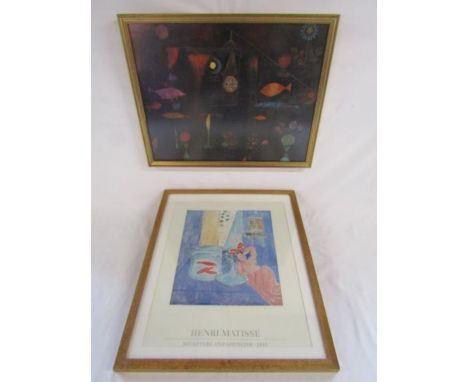 Framed Paul Klee vintage print 'Fish Magic' approx. 59cm x 47cm and Henri Matisse 'Sculpture and Goldfish'&nbsp; approx. 60cm