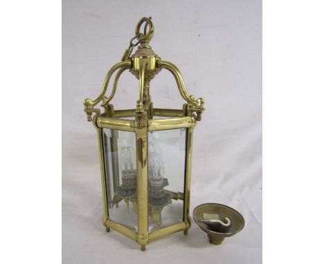 20th Century hexagonal brass hall lantern approx. 51cm tall x 28cm&nbsp;