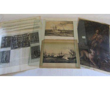 Collection of rolled prints includes 'Portraits de Moufti' - 'Bombardment of Odessa' - 'The Light house at Cape Chersonese' a