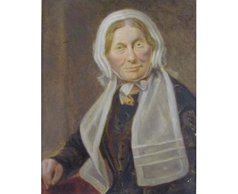 Victorian portrait described as watercolour with oil on body - inscribed on reverse 'Mrs Grant' by Horace B (Beevor) Love fra