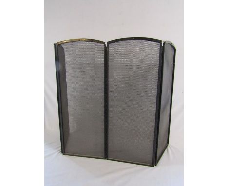 Heavy folding fire screen approx. 77cm tall