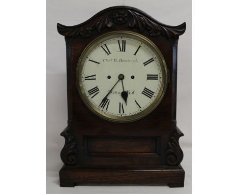 Willilam IV bracket clock in rosewood by Chas B Hammond Notting Hill, 43.5cm h x 17cm d x 31cm w