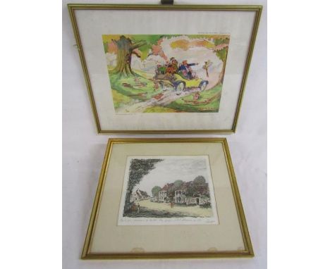 Pencil signed picture village scene - 'Return from the Shoot' pencil signed Christopher Hope&nbsp; limited edition 480/500 pr