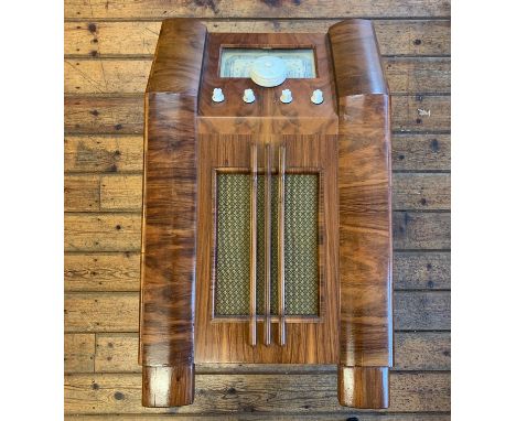 Vintage Valve Radio. A vintage free-standing valve radio by R.A.P., circa 1946. Attractive wooden casing with a rear perspex 