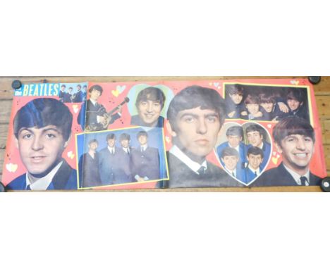 The Beatles Poster early 1960's. All The Beatles. The Fab Four. John, Paul, George and Ringo. Early vintage colour montage po