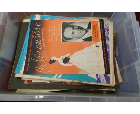 Sheet Music. Carton of vintage / antique sheet music, many with illustrated outer covers. (quantity)