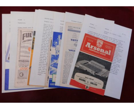 Fulham v Chelsea 1959 programme with Match Review A4 sheet. Tottenham Hotspur v Chelsea 1960. Blackburn Rovers v Chelsea 1959